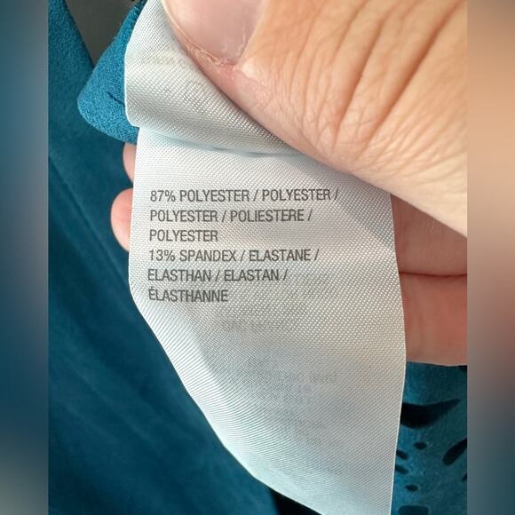 BOB MACKIE Teal Blue Open Front Jacket Laser Cut Hem & Sleeves NWT | Size Medium - Picture 8 of 9